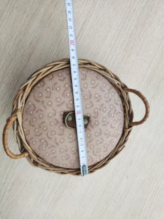 Cesto mimbre redondo con asas y tapa