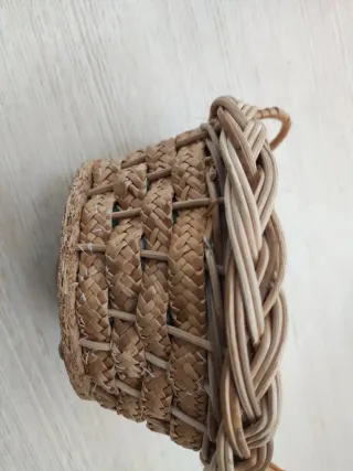 Cesto mimbre redondo con asas y tapa