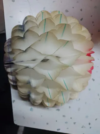 Festone palla carta bianco rosa