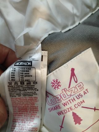 Pantalón esquí niña blanco a estrenar