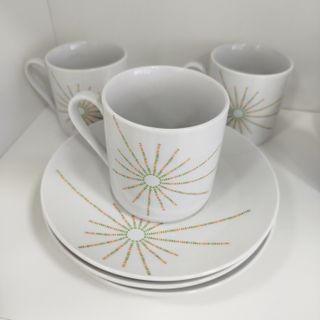 Lote 3 tazas café con leche con platos