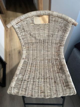 Pack 2 sillas altas cocina mimbre y metal