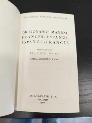 Diccionario. Español/Francés.  Bilingües Espasa c