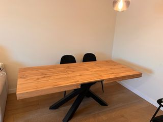 Mesa comedor extensible color madera y metal