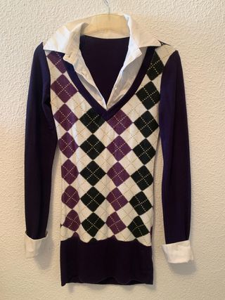 Vestido de punto con estampado argyle