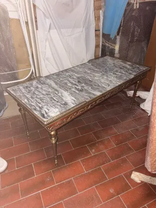 Mesa de centro antigua mármol y madera