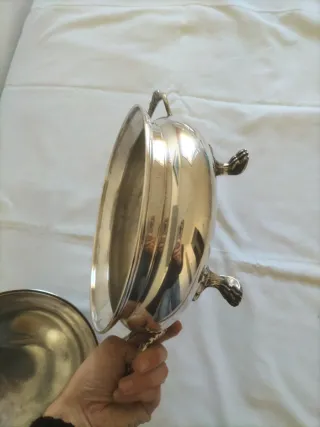 Vajilla antigua plata sopera fuente servir alpaca