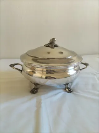 Vajilla antigua plata sopera fuente servir alpaca