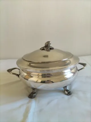 Vajilla antigua plata sopera fuente servir alpaca