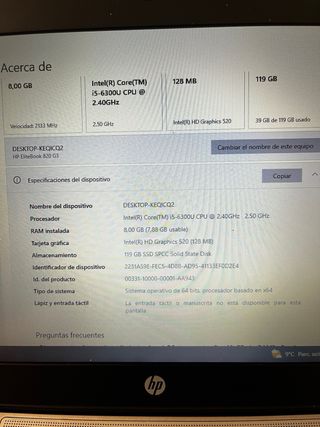 HP EliteBook 820 G3 i5-6300U (Reparar)