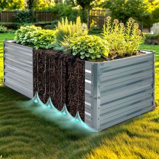 Arebos Cama elevada de Metal 180x90x59 cm Jardinera elevada