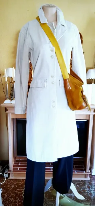 Abrigo largo pana blanco roto XDYE