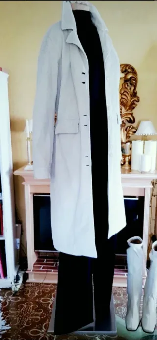 Abrigo largo pana blanco roto XDYE