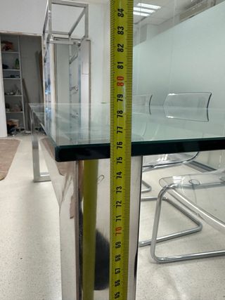 Mesa Comedor/ reuniones cristal y Acero inoxidable