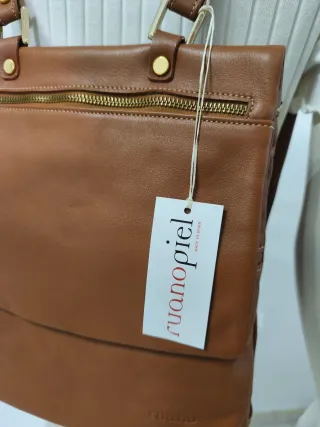 Mochila Piel Camel Ruano