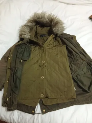 Abrigo verde dos en una con capucha