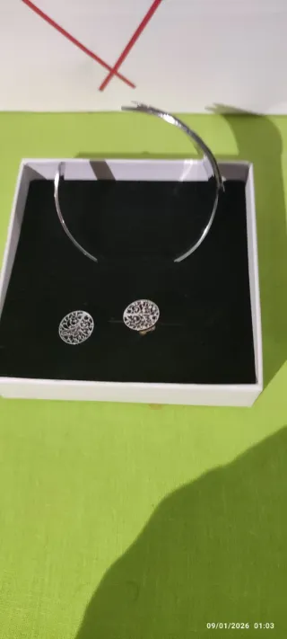 Pulsera rígida acero inoxidable regalo pendientes