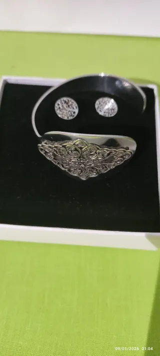 Pulsera rígida acero inoxidable regalo pendientes