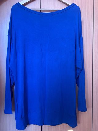 Camiseta larga OLIMARA azul con estampado oversize