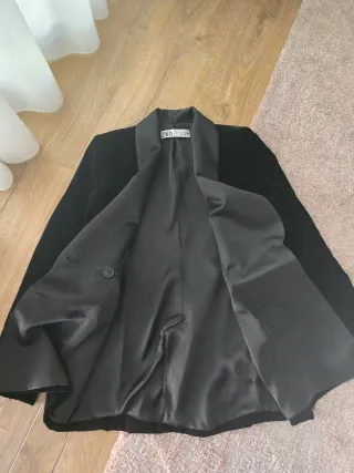Blazer Terciopelo Zara Negro Mujer