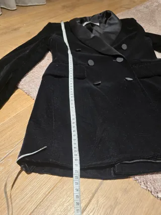 Blazer Terciopelo Zara Negro Mujer