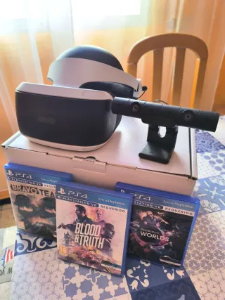 PS VR + Cámara V2 + 3 Juegos VR + adaptador ps5