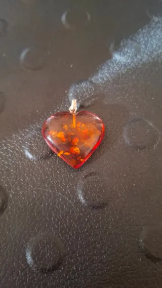 Colgante Corazón Ámbar Naranja Rojo