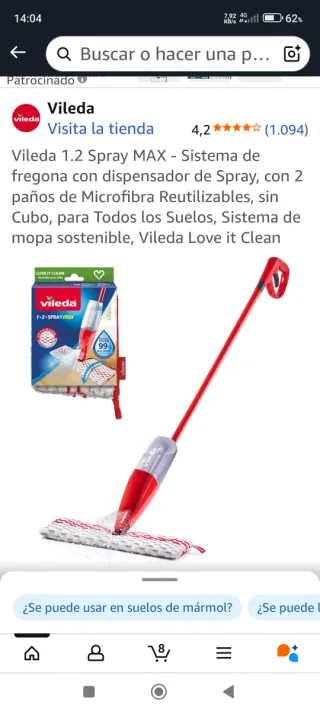 Mopa Spray Vileda nueva con dos mopas recambio