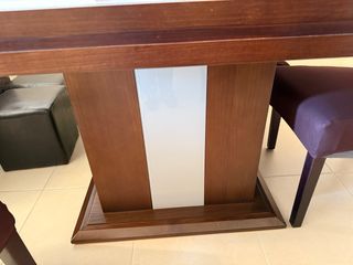Mesa comedor madera maciza y cristal