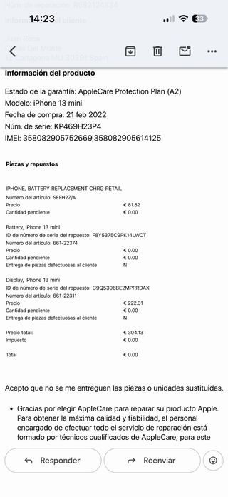 iPhone 13 Mini con batteria e schermo nuovi