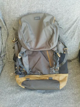 Mochila Forclaz 50L Viaje Beige/Gris