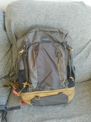 Mochila Forclaz 50L Viaje Beige/Gris