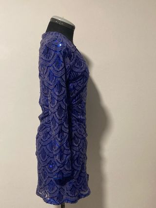 Vestido lentejuelas azul manga larga