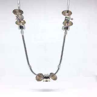 Collana donna argentato pietra murina charm