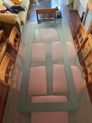 Mesa de comedor cristal y madera