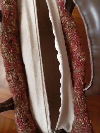 Borsa O bag marrone con inserto