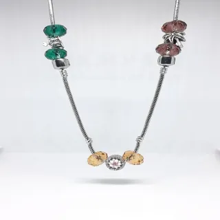 Collana donna argentato pietra murina charm