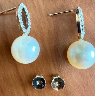 Pendientes Oro 9K Perla y Circonitas Time Road