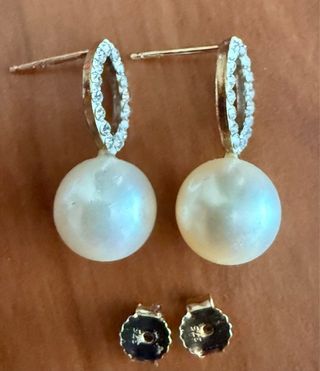 Pendientes Oro 9K Perla y Circonitas Time Road