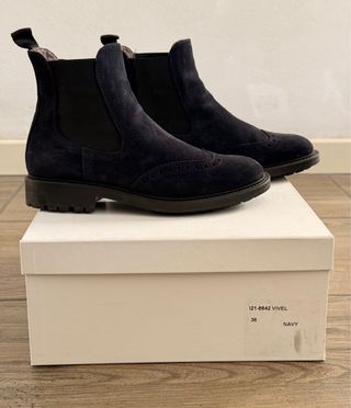 Stivaletti Chelsea camoscio blu navy 36