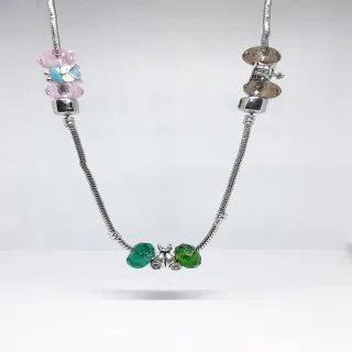 Collana donna argentato pietra murina charm