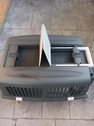 Transportín perro mediano gris/blanco