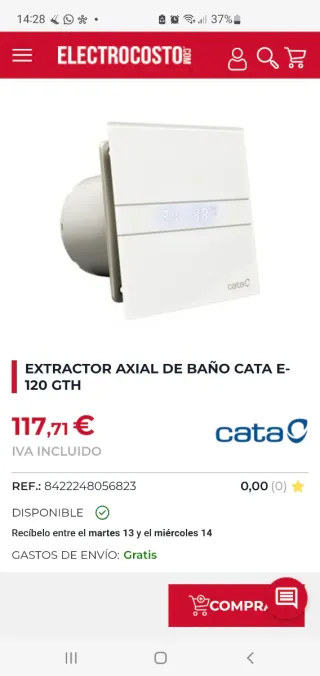 3 extractores de baño CATA E 120 GTH