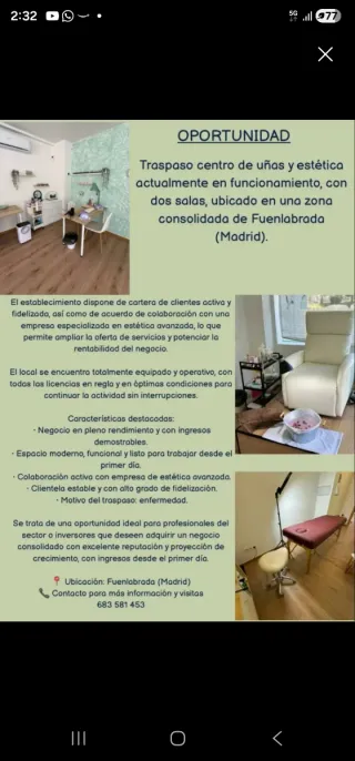 ​Traspaso centro de uñas y estética