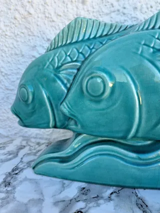 Estatua 2 Peces Cerámica Art Deco Francia