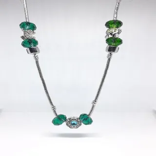 Collana donna argentato pietra murina charm