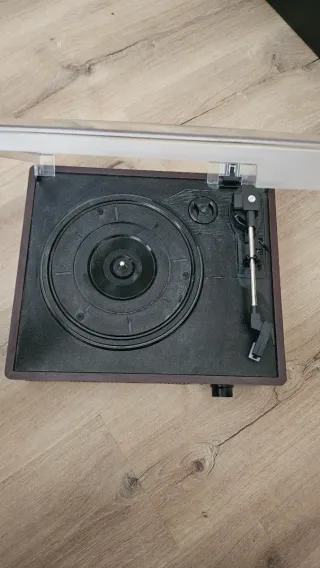 Tocadiscos Vintage Marrón y Gris