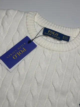 Sudadera Polo Ralph Lauren Blanca Cable Knit