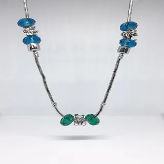 Collana donna argentato pietra murina charm