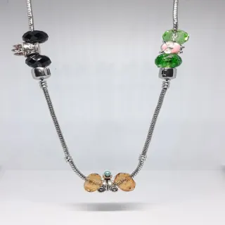 Collana donna argentato pietra murina charm